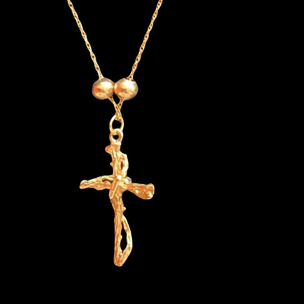 Gold VINTAGE 14K Yellow Gold Chain & 14K Yellow Gold Cross ? - Picture 1 of 11